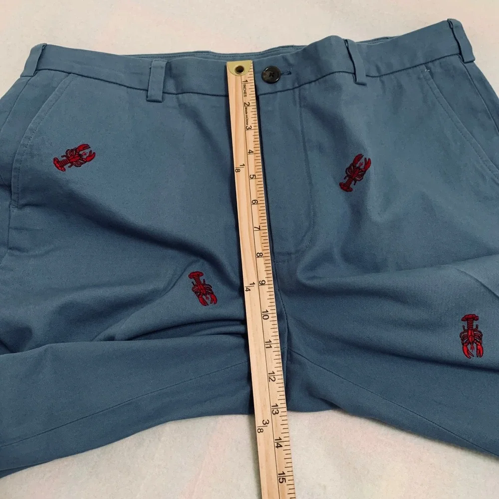 Brooks Brothers 346 Men Lobster Embroidered Chinos Pants Blue 35x32 (Fits 35x28) - Picture 11 of 13